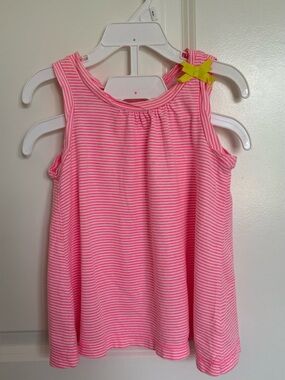 Carter's Pink & White Striped Tank with Yellow Bow. Girls 4T